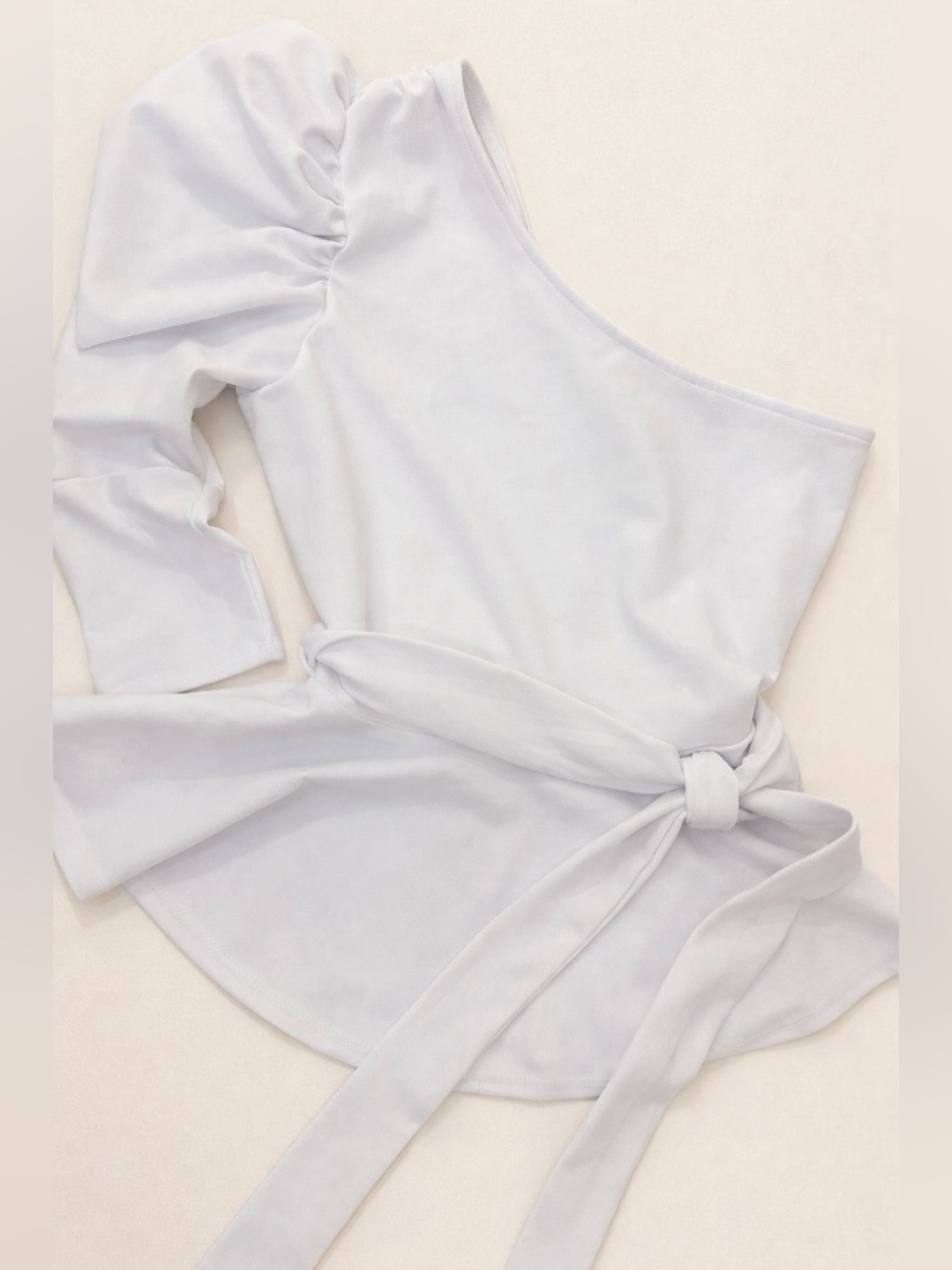 love J White One-Shoulder Tie-Waist Dress